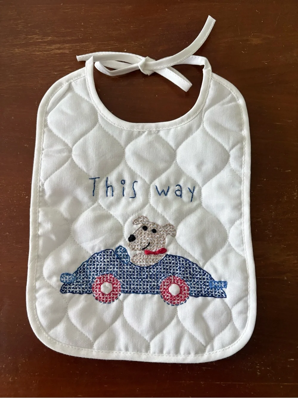 Handmade embroidered dog baby bib NWOT